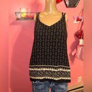 by & by Black and Cream Geometric Camisole